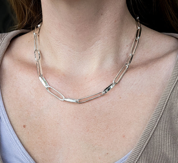 Long Links Chain Necklace in Sterling Silver