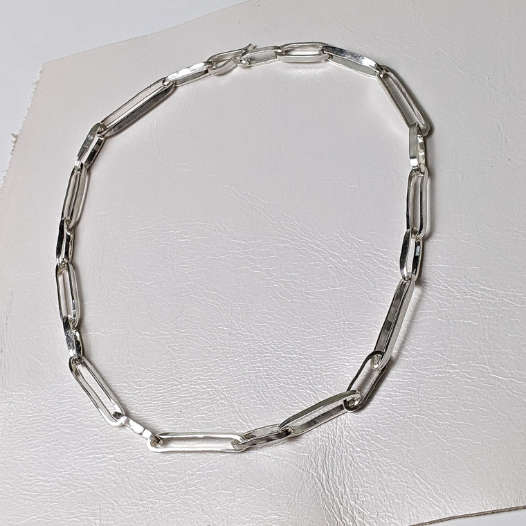Long Links Chain Necklace in Sterling Silver