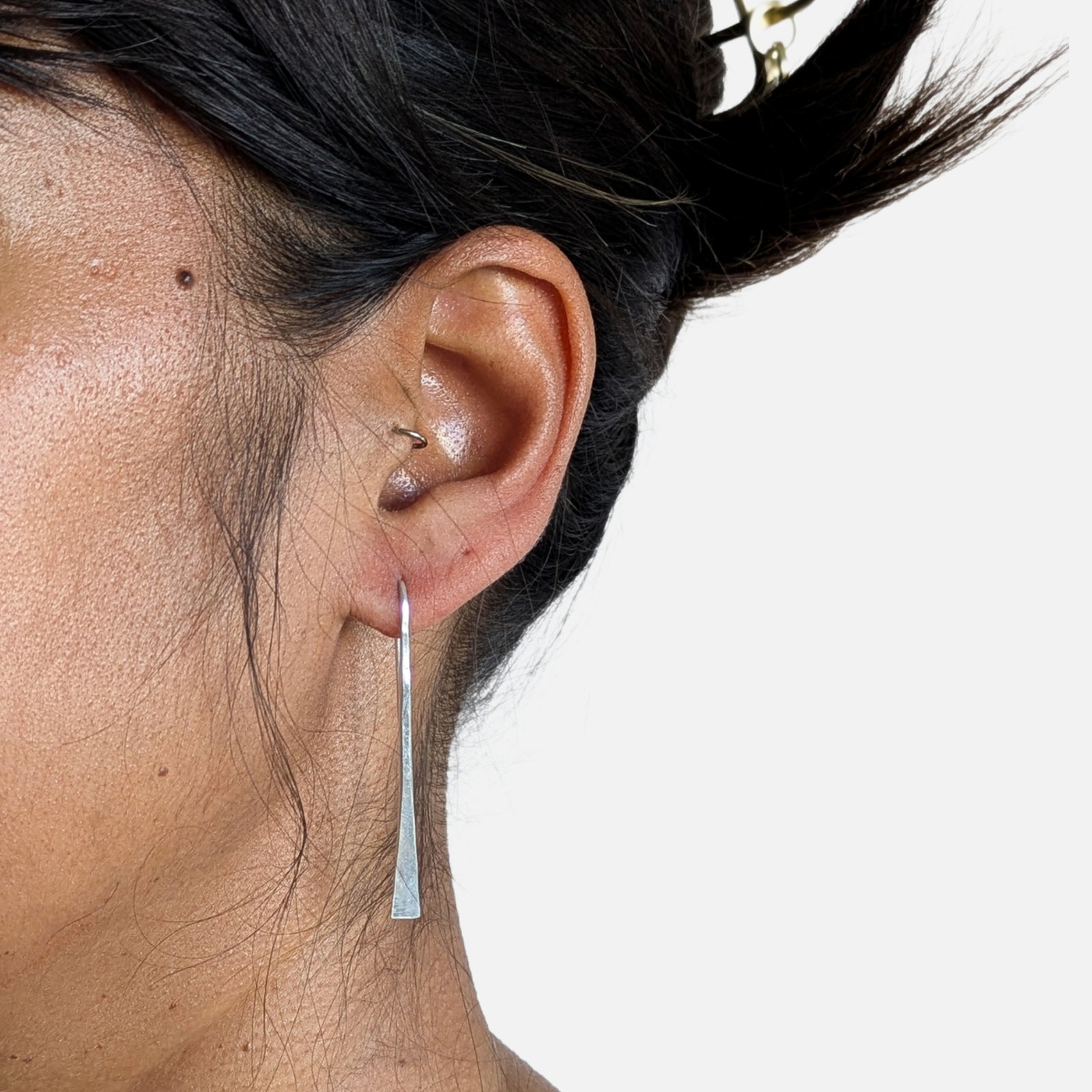 Silver Taper Drop Earrings