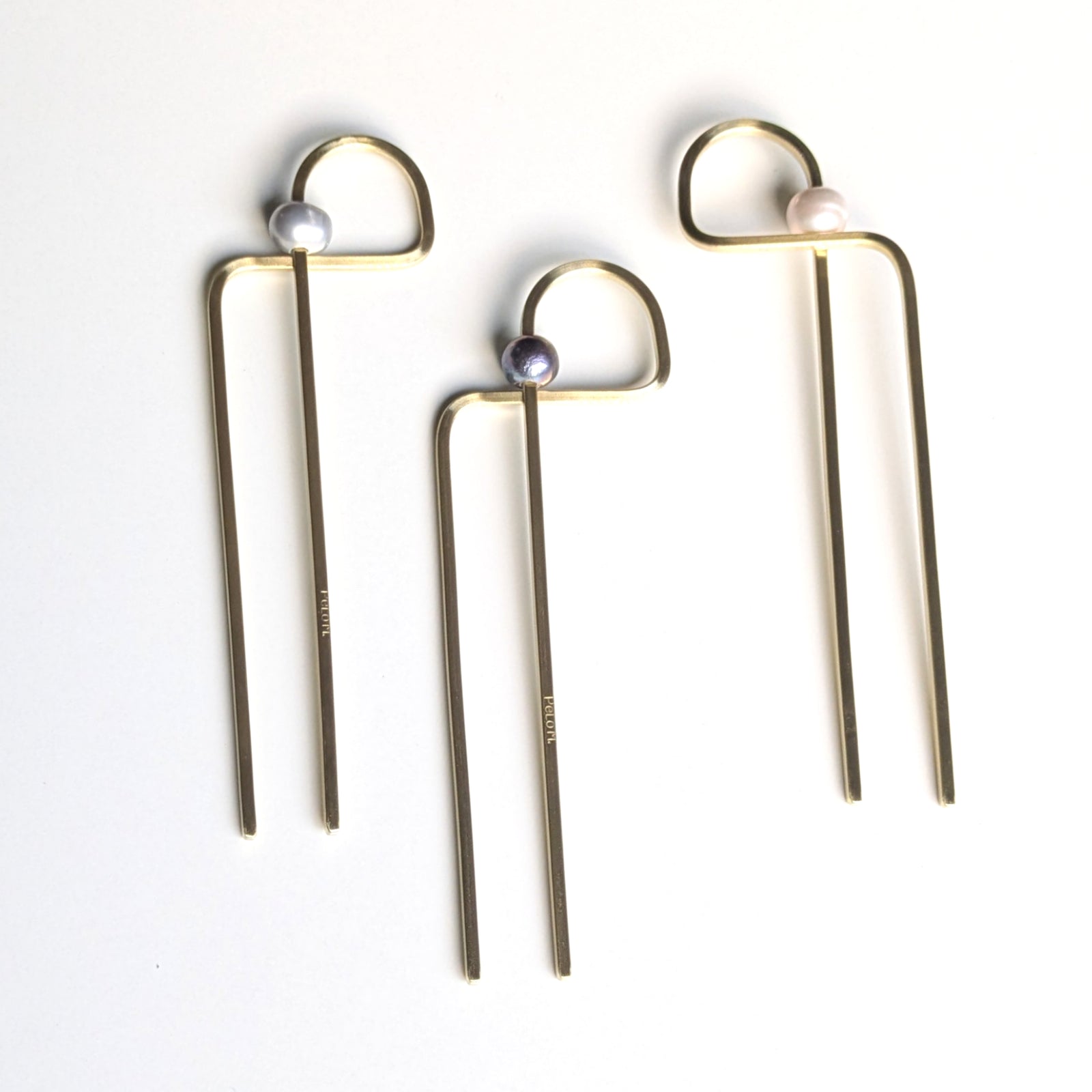Abstract Pearl Hair Forks - Cream + Grey