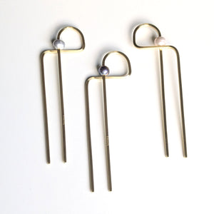 Abstract Pearl Hair Forks - Cream + Grey