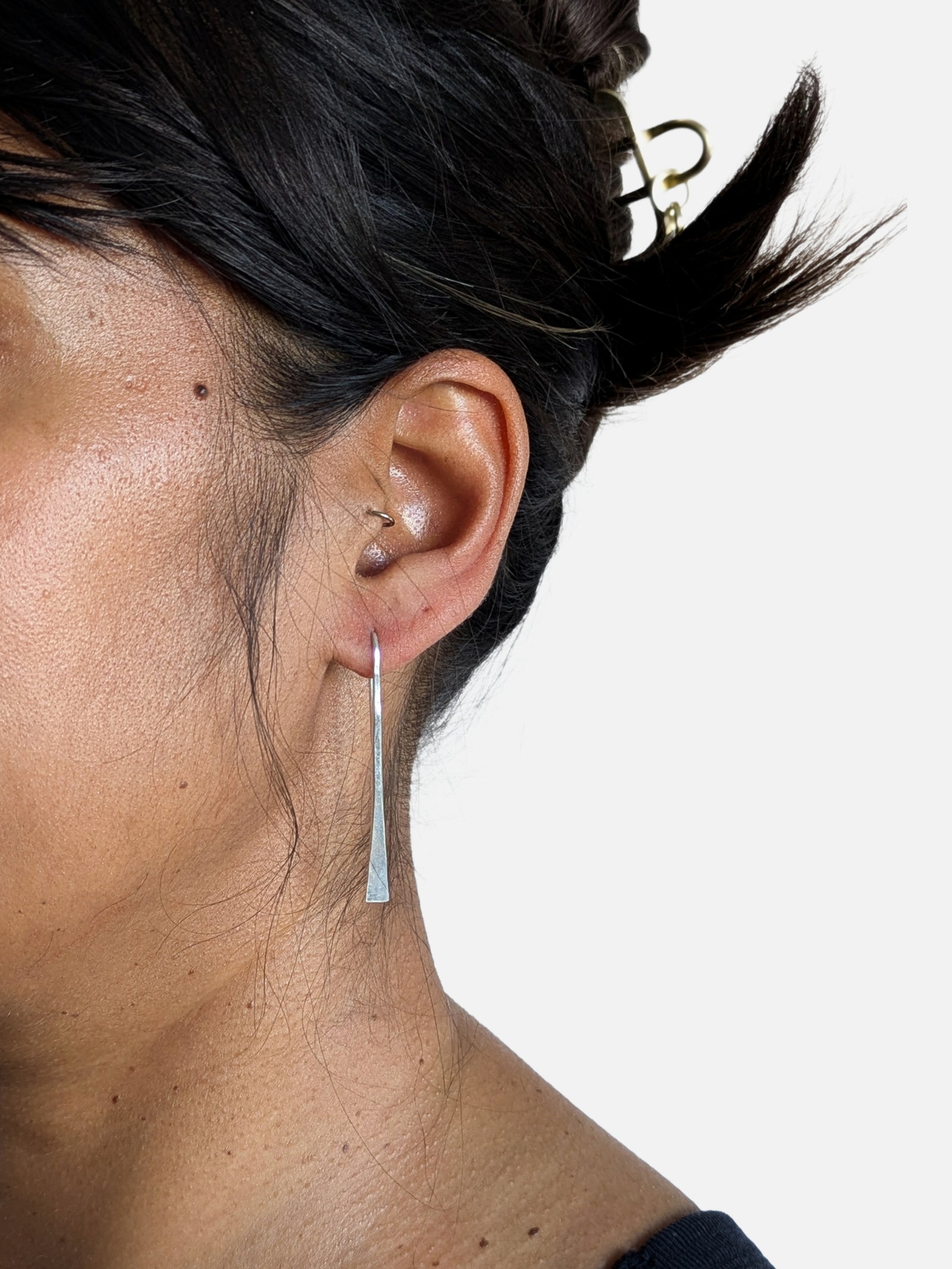 Silver Taper Drop Earrings