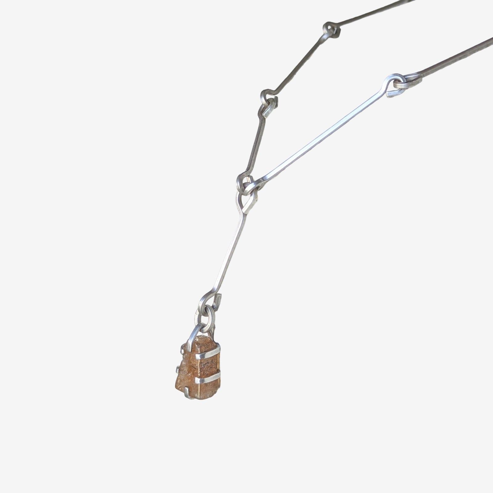 Silver Link Chain with Imperial Topaz Drop