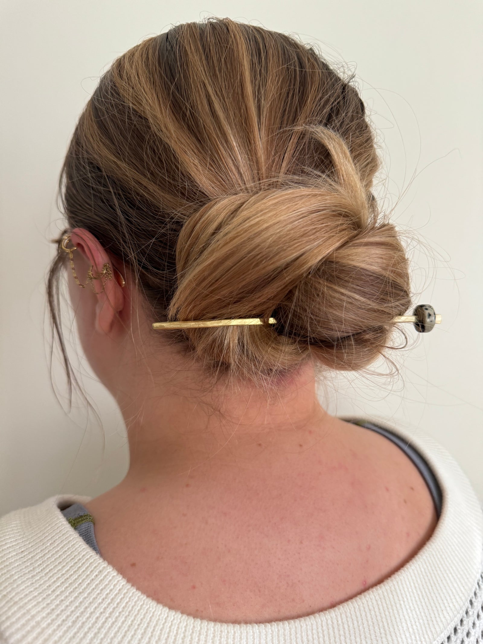 Brass Hair Stick - Dalmation Jasper