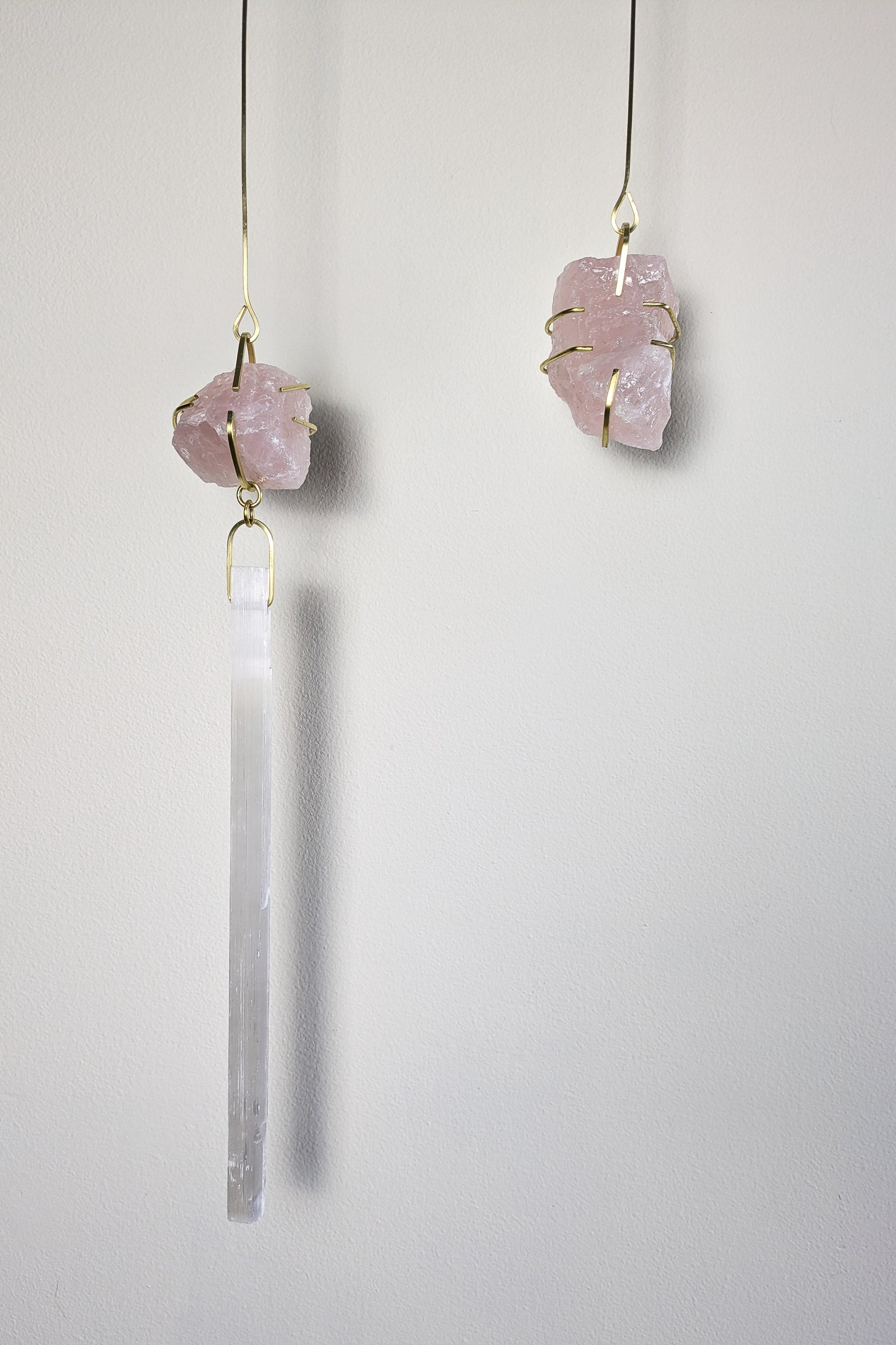 Wall Gem - Rose Quartz + Long Selenite