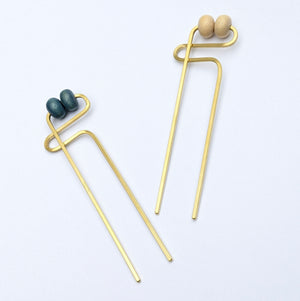 Modernist Hair Forks - Denim + Cream Wood