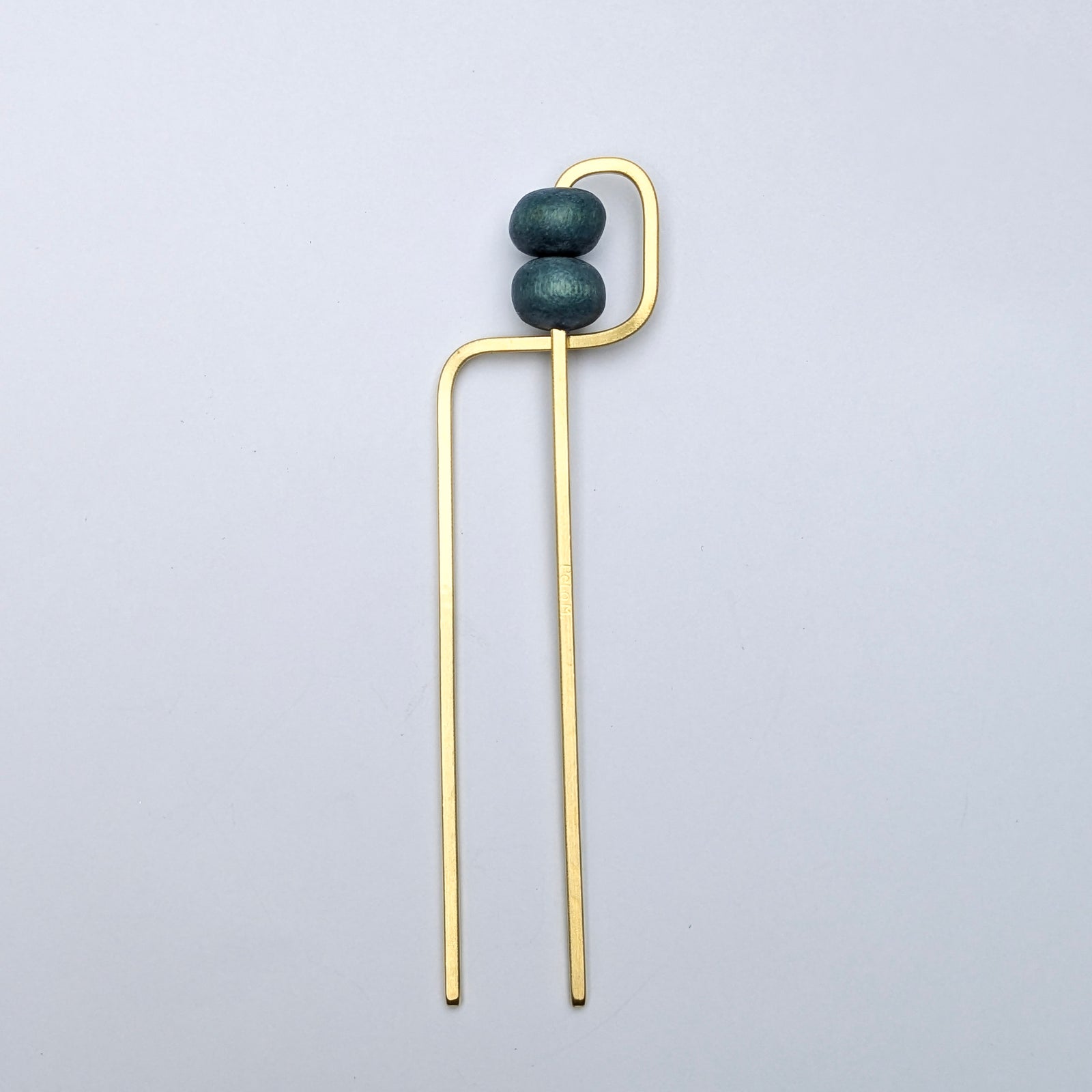 Deco Wood Hair Forks - Denim + Cream