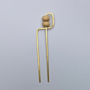Deco Wood Hair Forks - Denim + Cream