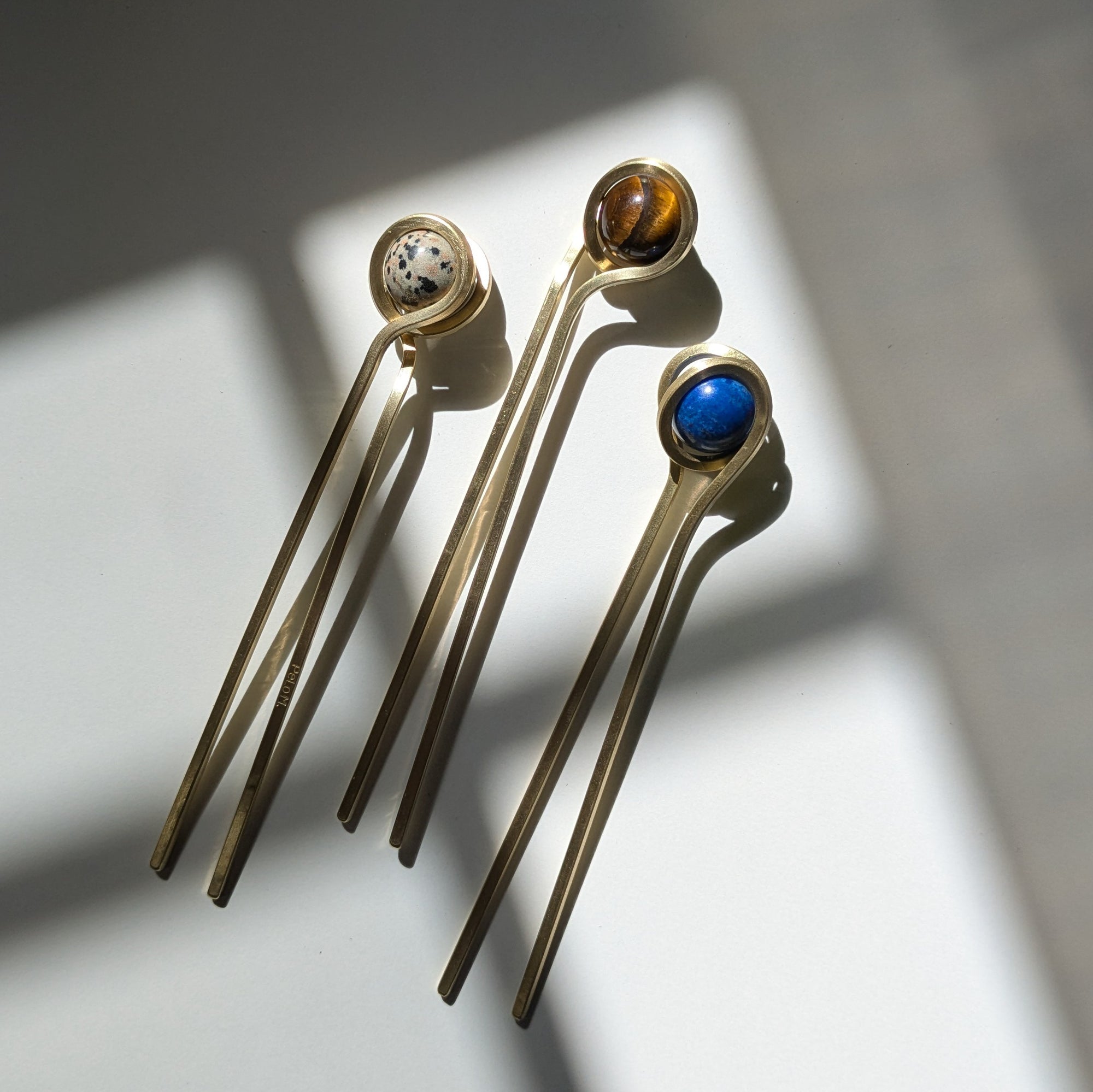 Orbit Gemstone Hair Pin - Jasper + Lapis + Tigereye