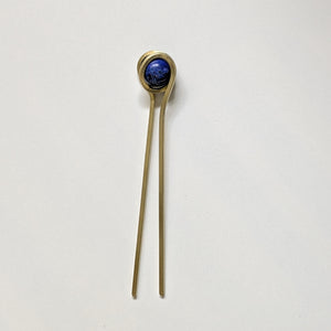 Orbit Gemstone Hair Pin - Jasper + Lapis + Tigereye