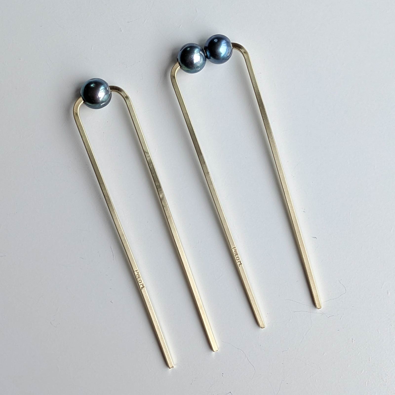 French Pin Hair Fork - Single + Double Midnight Pearl