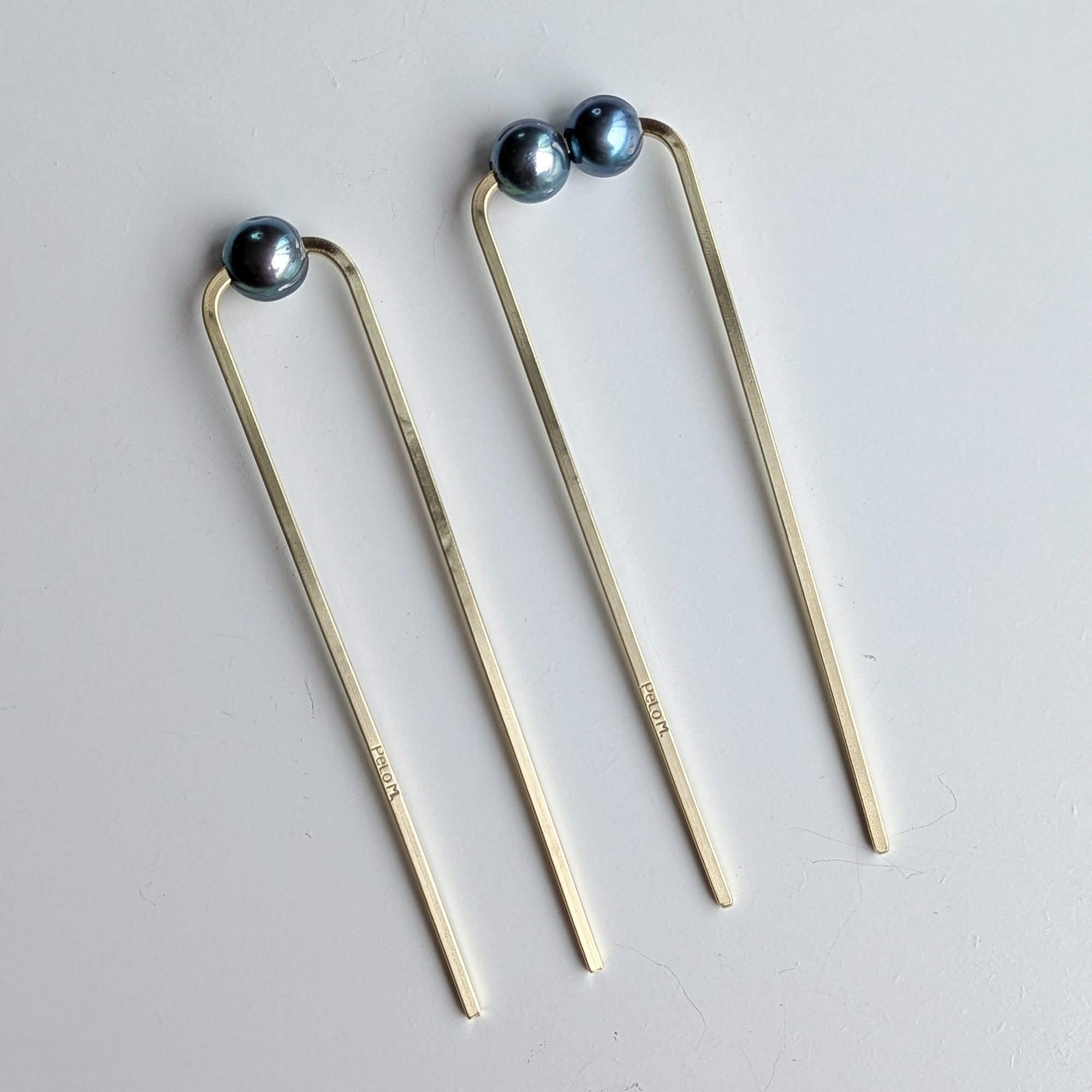 French Pin Hair Fork - Single + Double Midnight Pearl