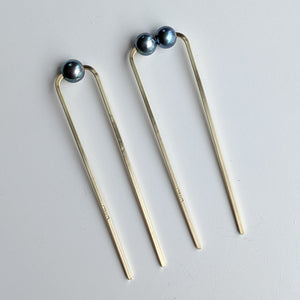 French Pin Hair Fork - Single + Double Midnight Pearl