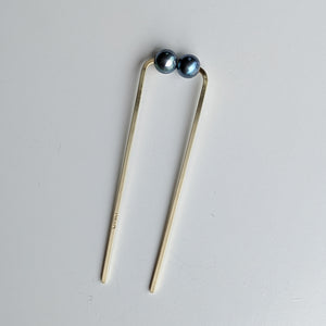 French Pin Hair Fork - Single + Double Midnight Pearl