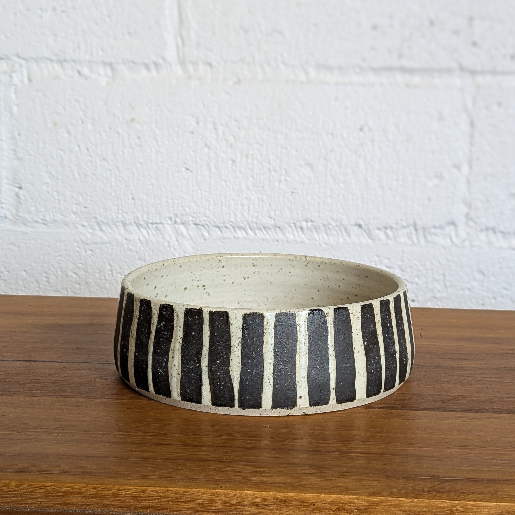 Stripe Ceramic Dog Bowl