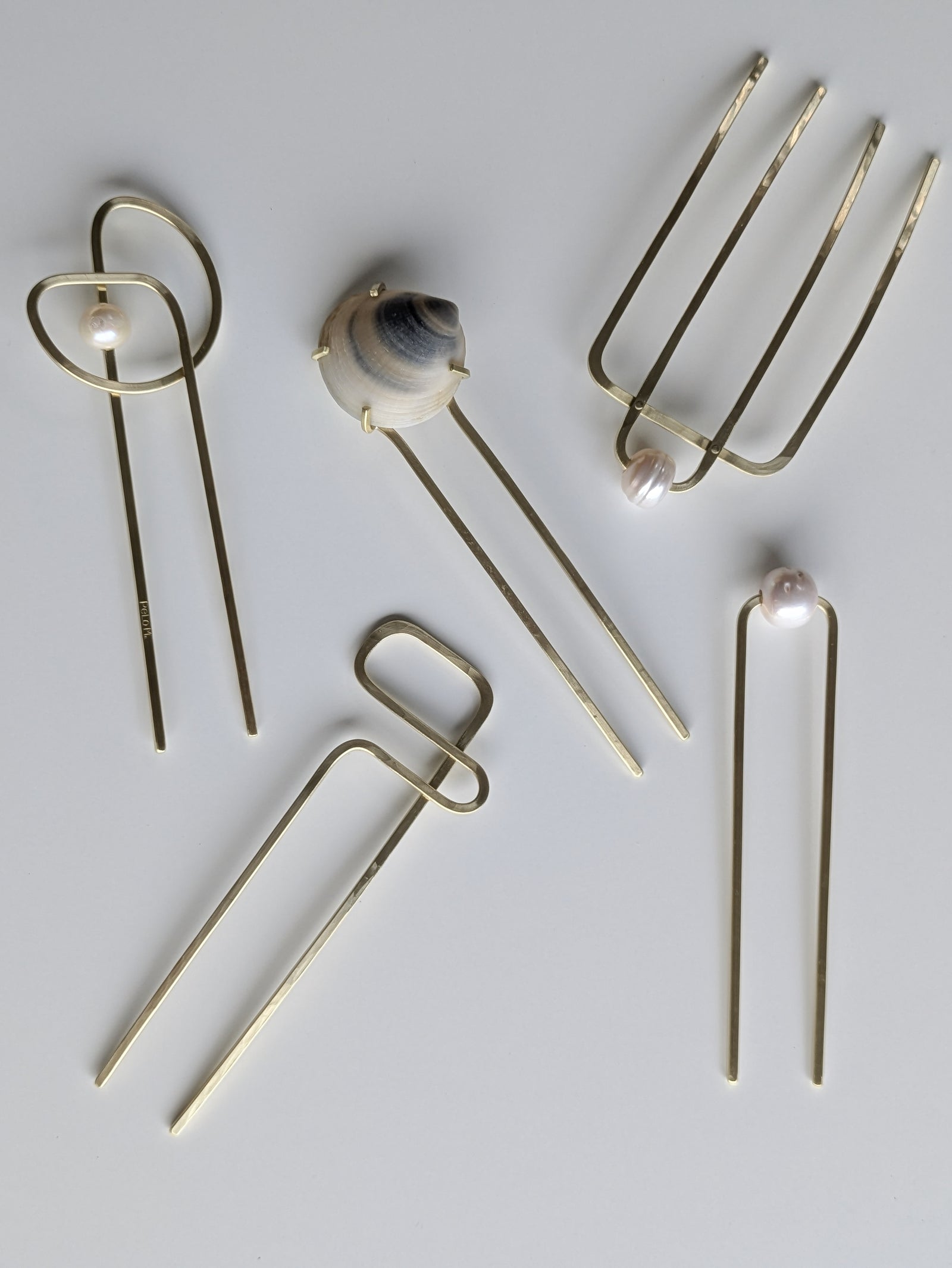 Brass Hair Comb - Pearl