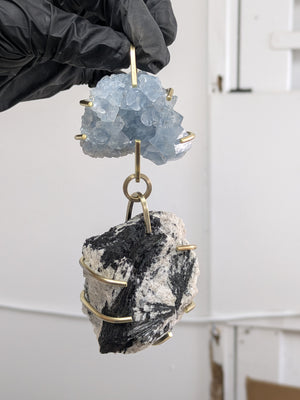 Wall Gems - Tasmanian Tourmalines with Selenite & Celestite