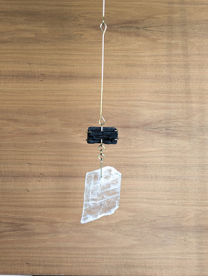 Wall Gem - Black Tourmaline & Utah Selenite