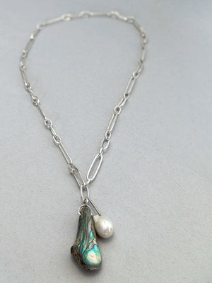 Seaside Silver Chain with Paua + Pearl