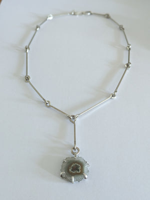 Silver Link Chain with Stalactite Drop