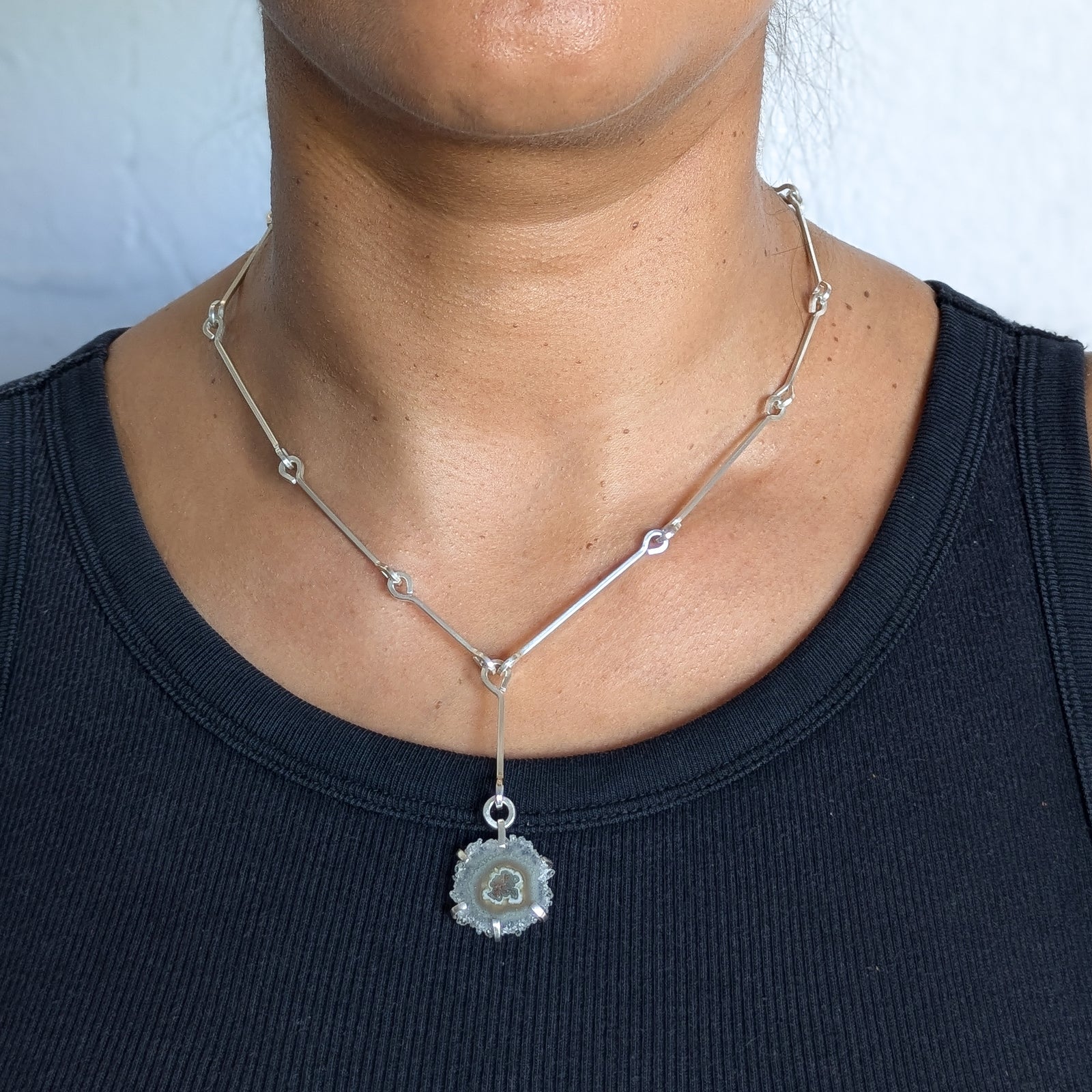Silver Link Chain with Stalactite Drop