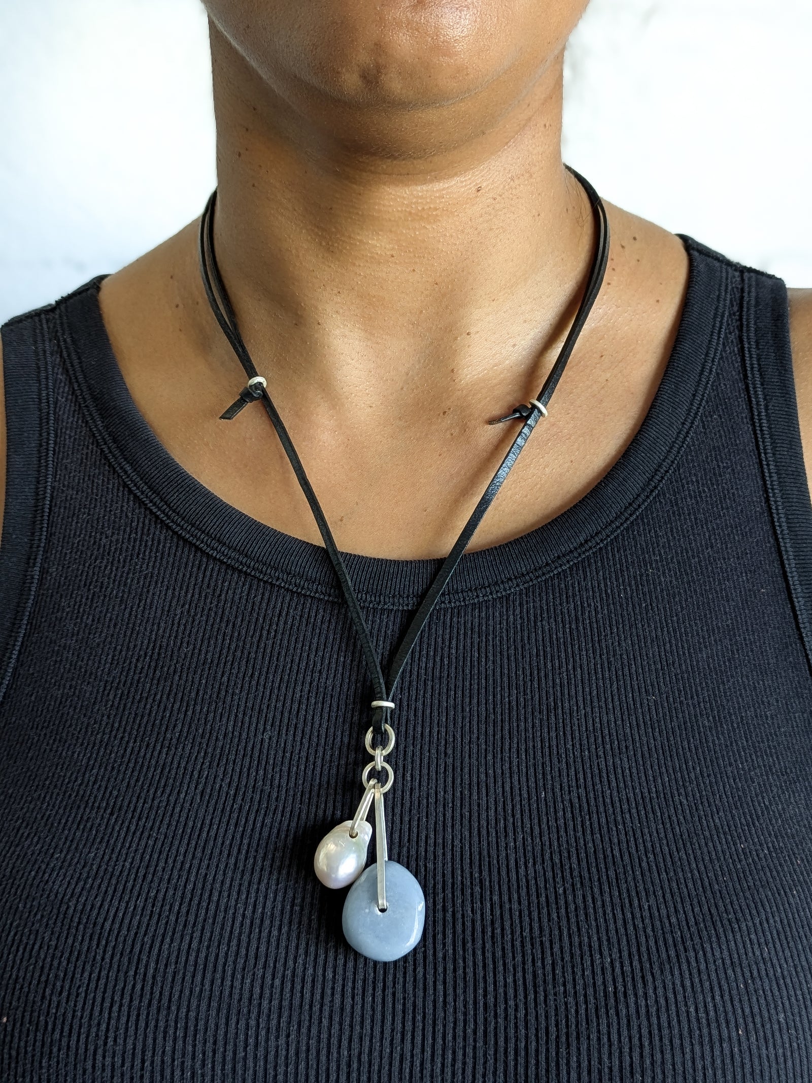 Angelite Pearl Necklace