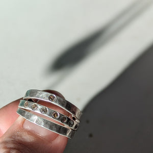 Silver and Diamond Stacking Ring Set
