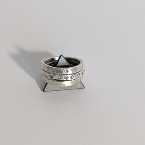 Silver and Diamond Stacking Ring Set