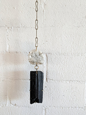 Apophylite + Tourmaline on Handmade Chain