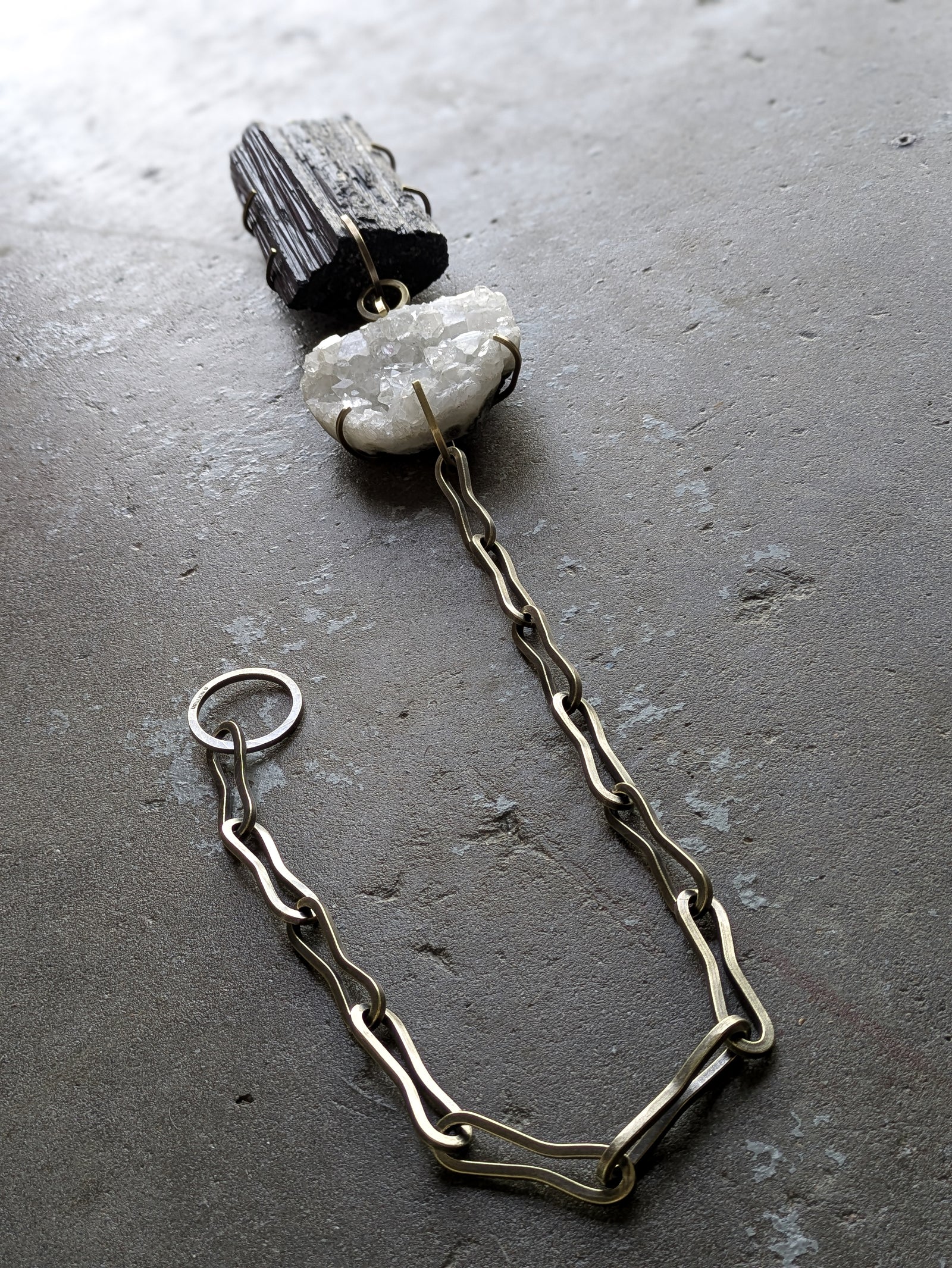 Apophylite + Tourmaline on Handmade Chain