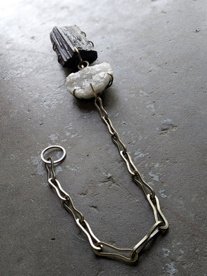 Apophylite + Tourmaline on Handmade Chain
