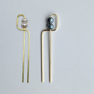 Deco Pearl French Pins - Cream + Midnight