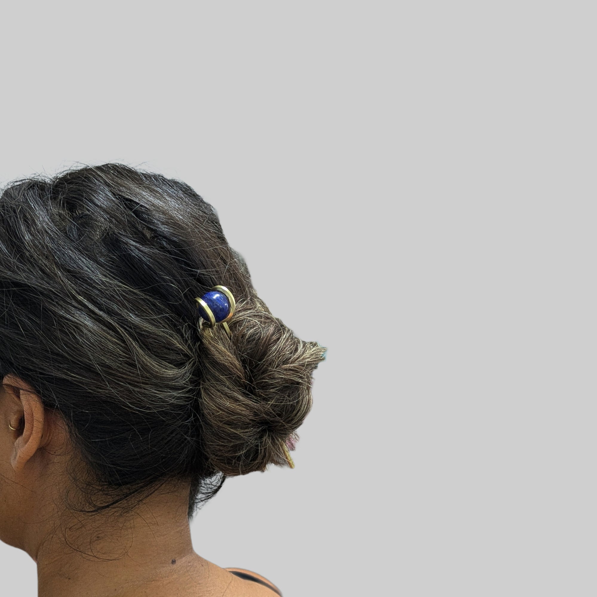 Orbit Gemstone Hair Pin - Jasper + Lapis + Tigereye