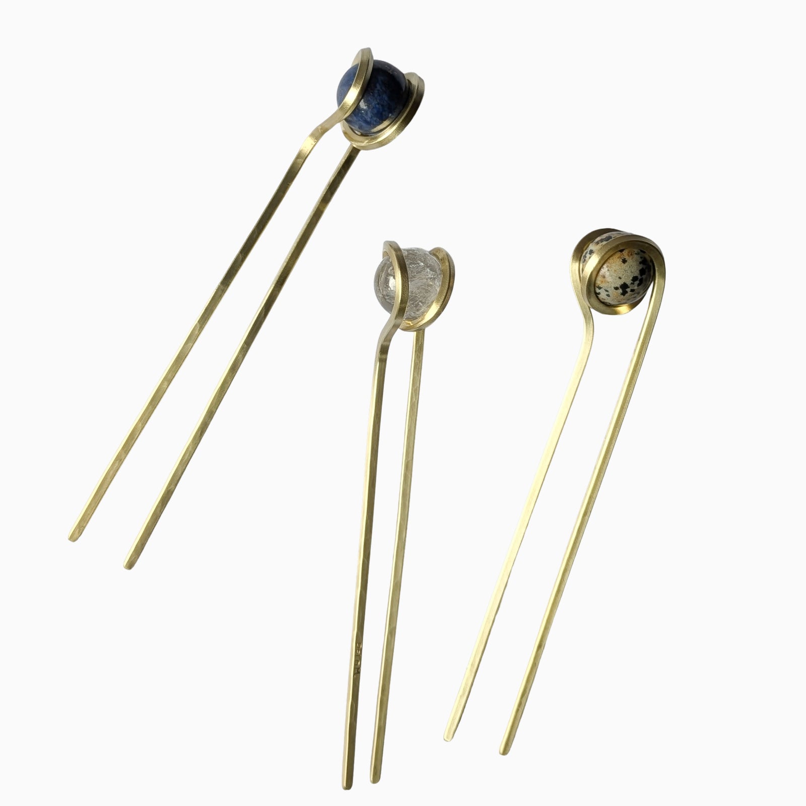 Orbit Gemstone Hair Pin - Jasper + Lapis + Clear Quartz