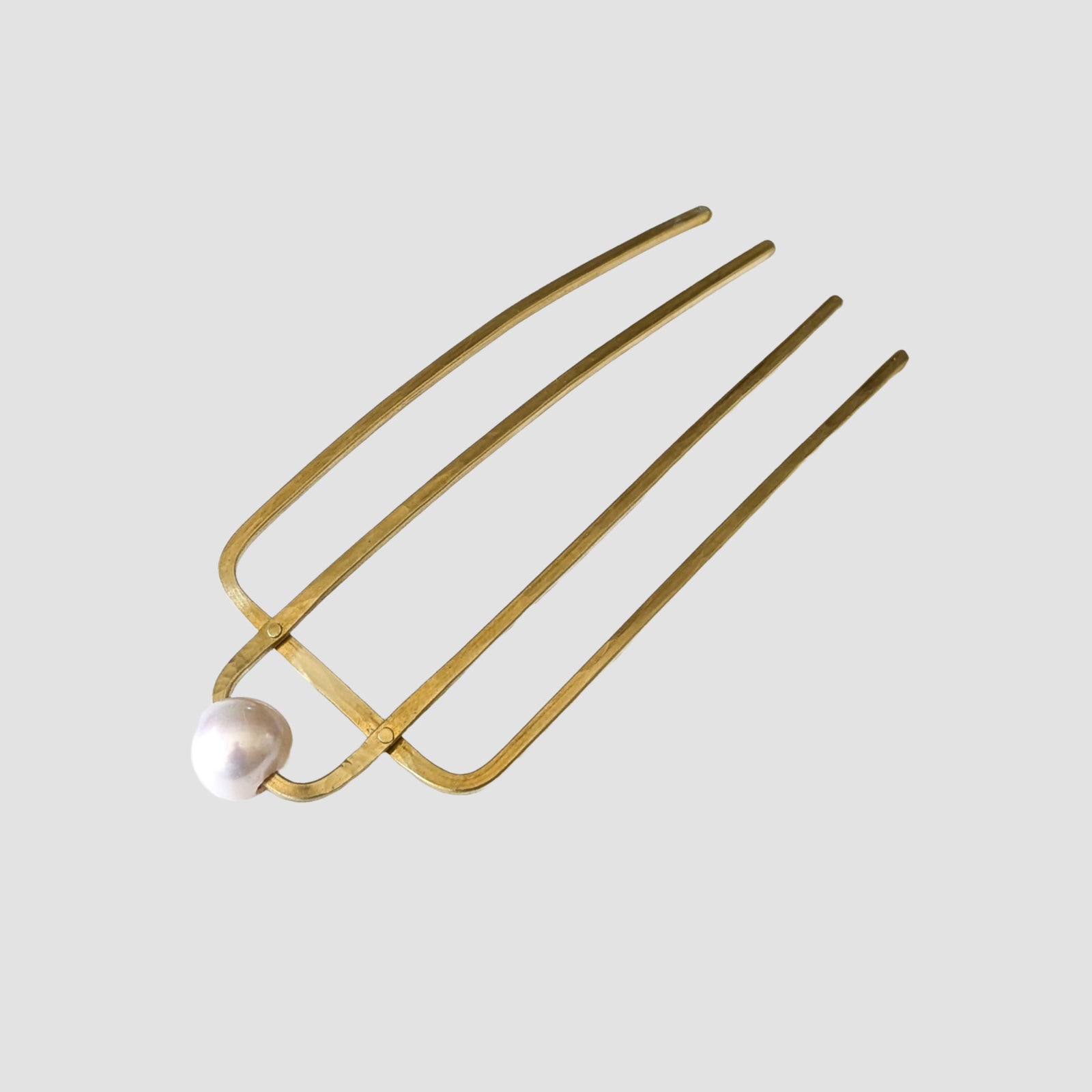 Brass Hair Comb - Pearl