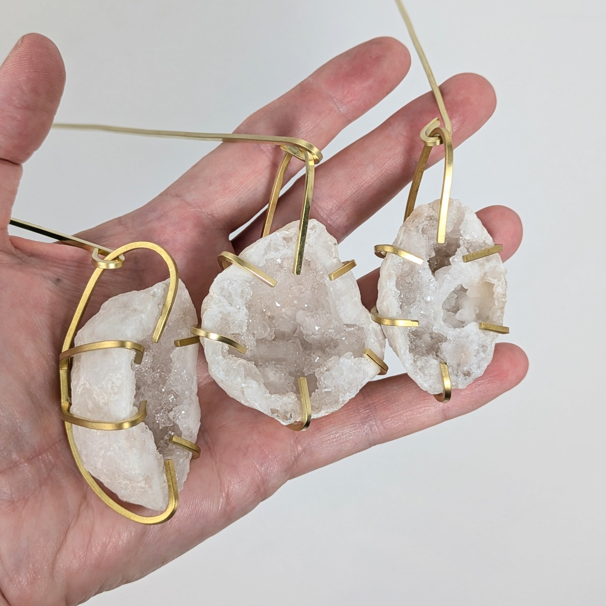 Snow Quartz Geode Ornaments