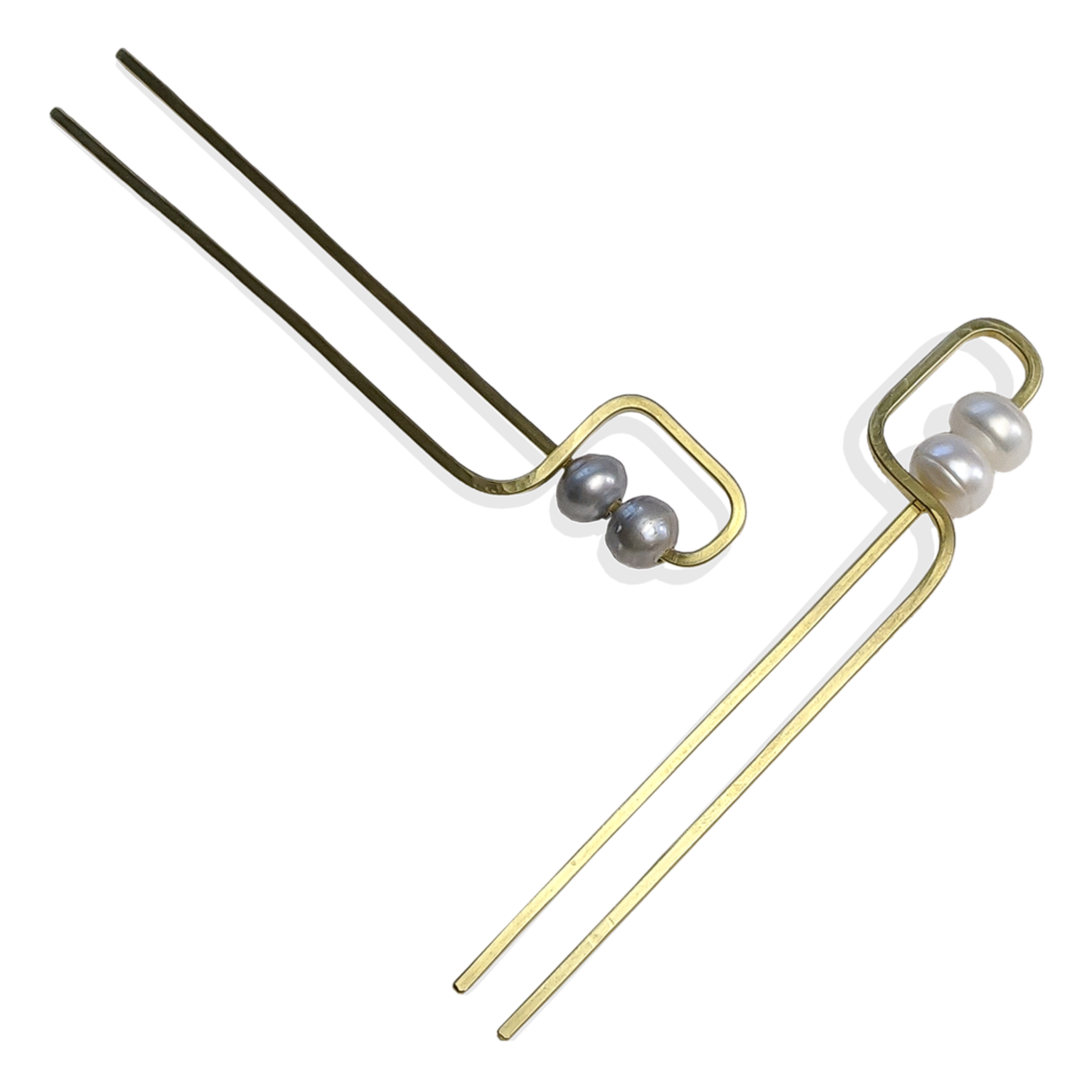 Deco Pearl French Pins - Cream + Grey