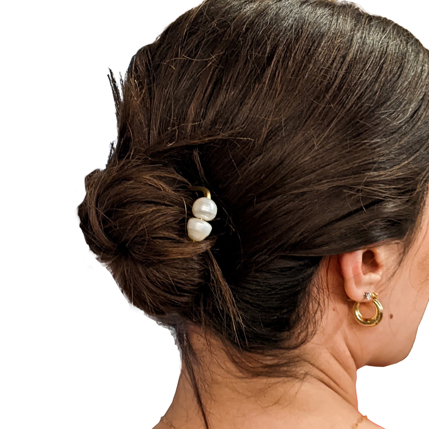 Pearl Hair Fork - Double Chunky Cream Pearl