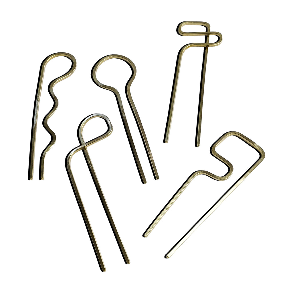 Medium Super Sculpture Hair Forks in Brass
