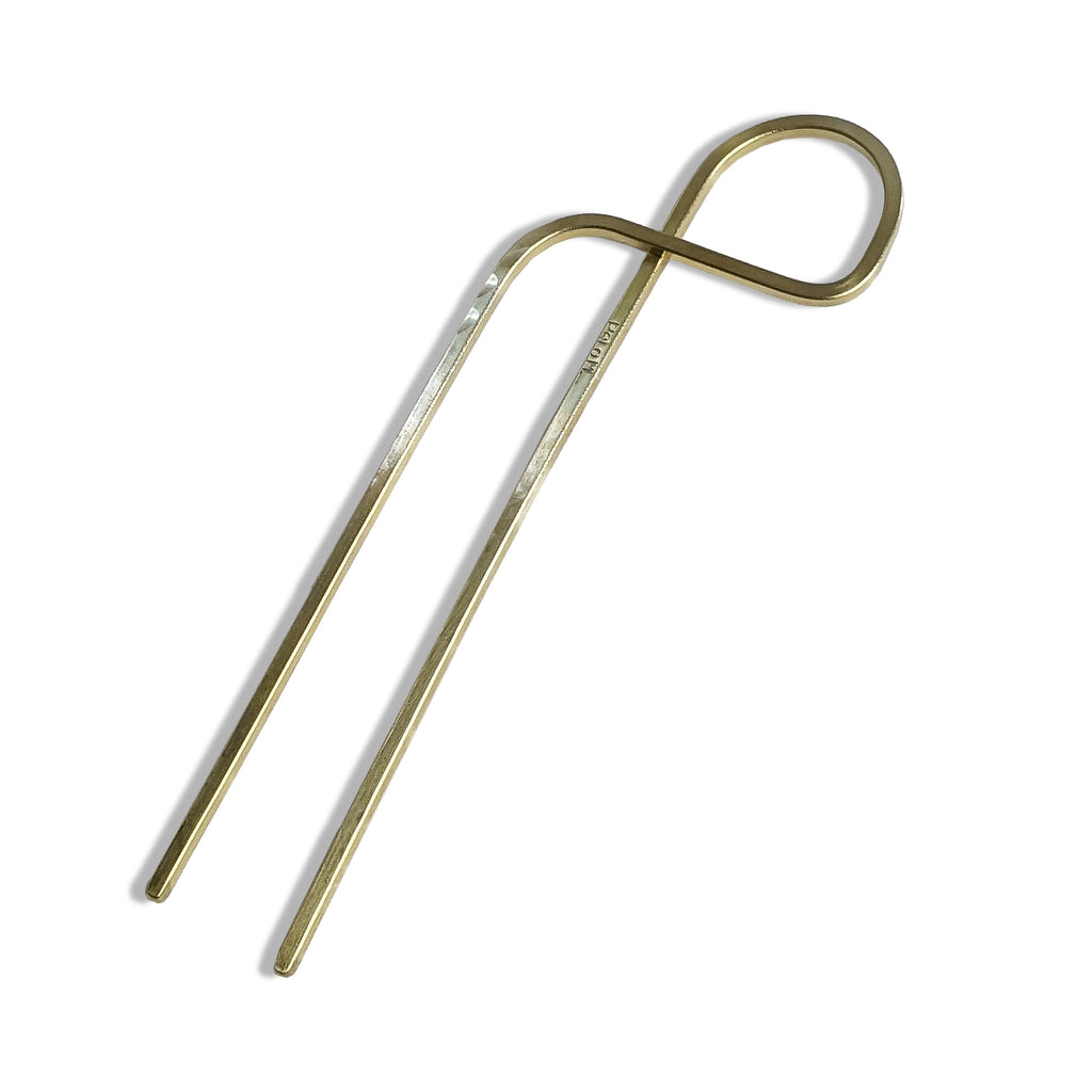 Medium Super Sculpture Hair Forks in Brass