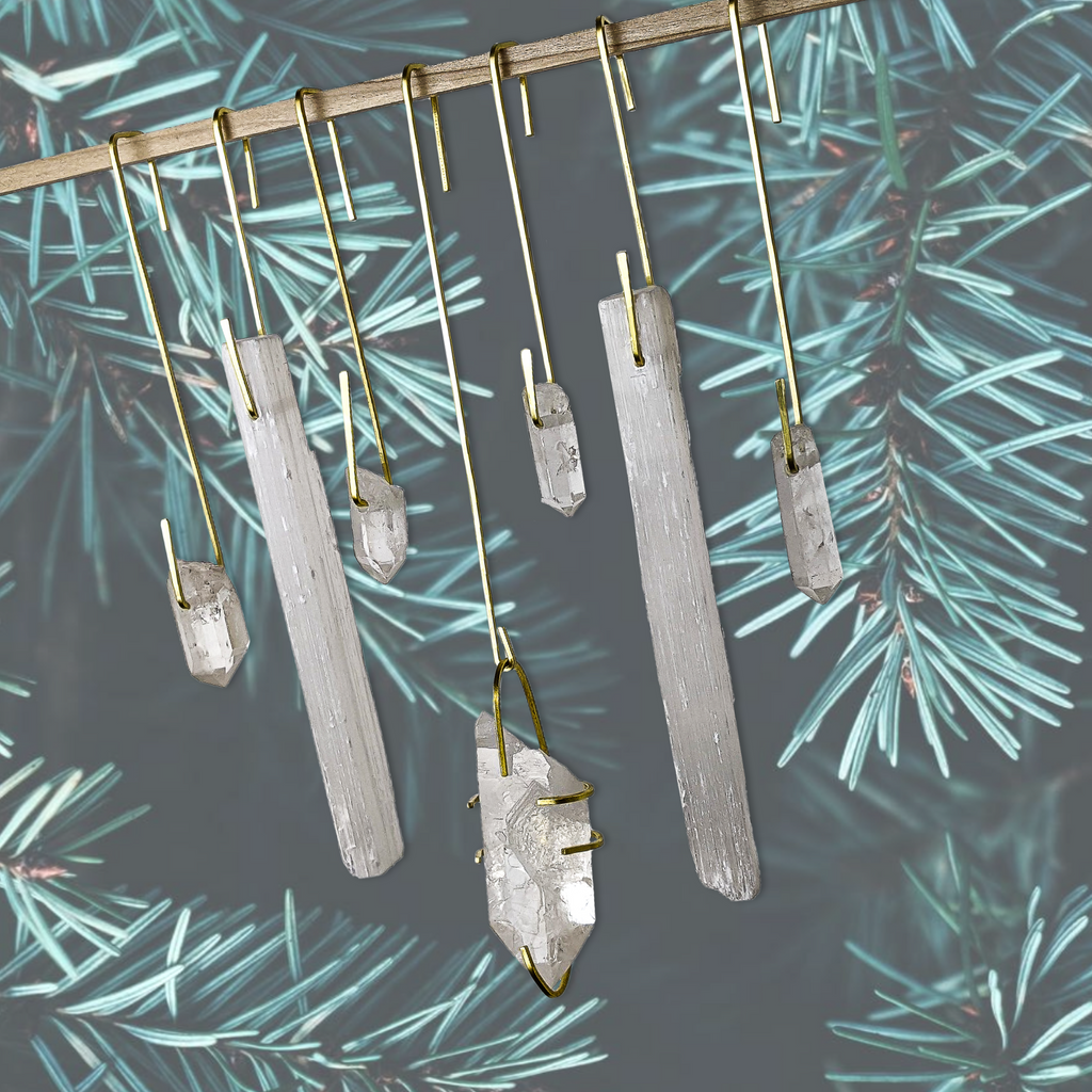 Ornaments - Selenite Drops in set of 3 + 5